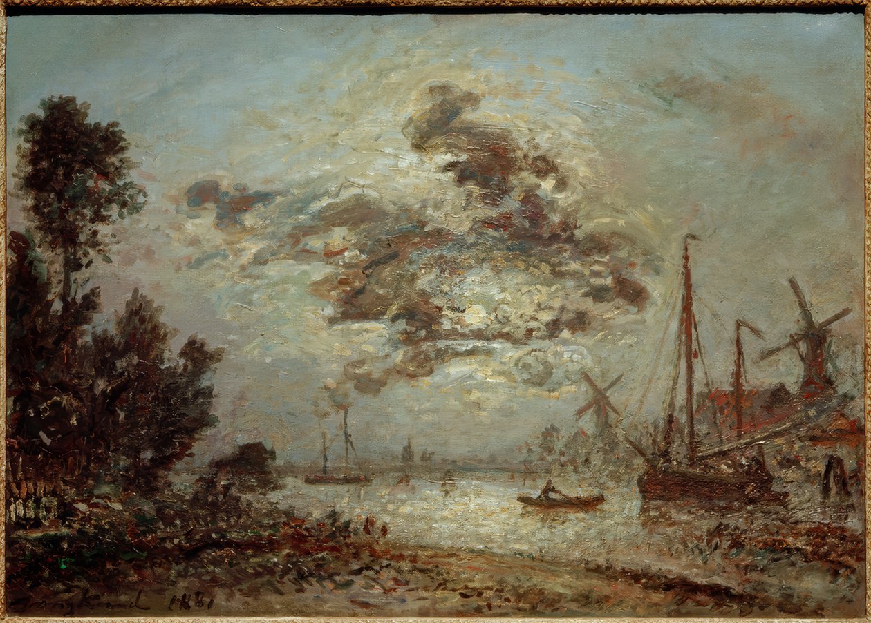 Måneskin over Dordrecht af Johan Barthold Jongkind