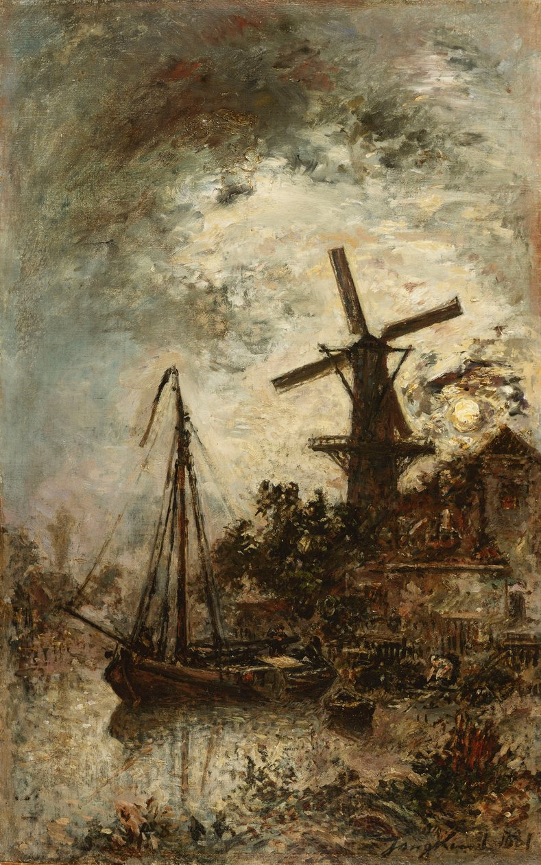 Mølle på kanten af ​​vilet, 1881 af Johan Barthold Jongkind
