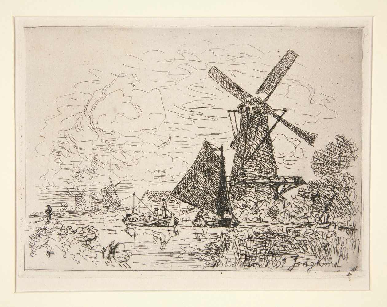 Møller i Holland (Møller i Holland) af Johan Barthold Jongkind
