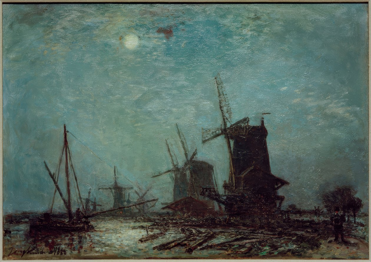 Møller på en kanal af Johan Barthold Jongkind