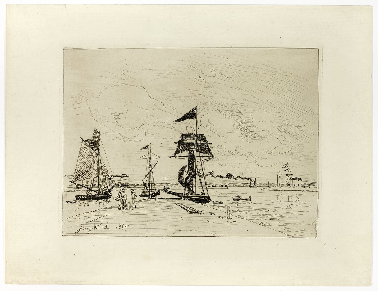 Mole ved havnen i Honfleur af Johan Barthold Jongkind