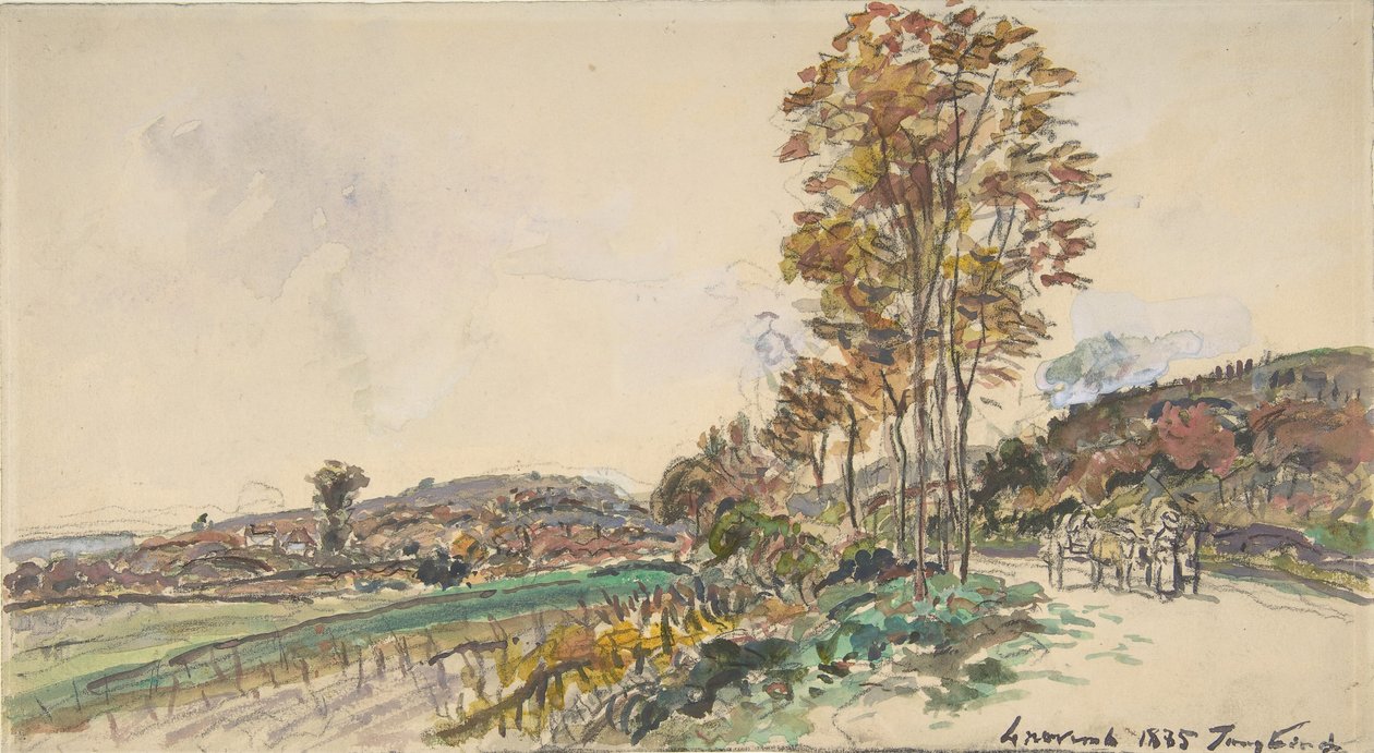 Vej nær La Côte-Saint-André, 1885. af Johan Barthold Jongkind