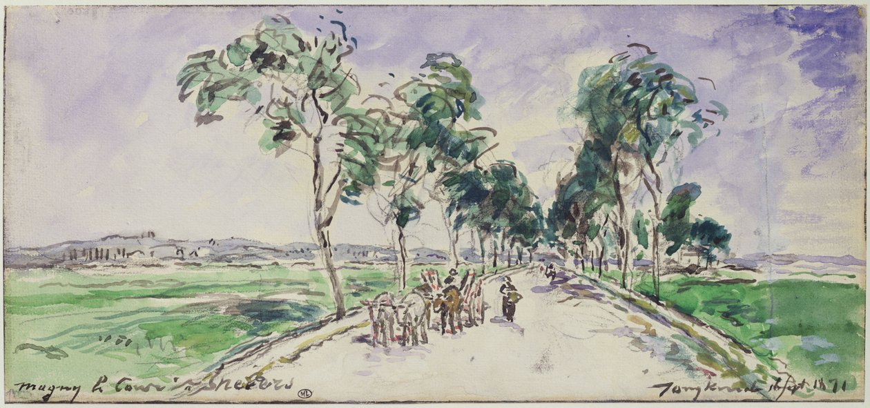 Road to Magny nær Nevers, 1871 (wc på papir) af Johan Barthold Jongkind