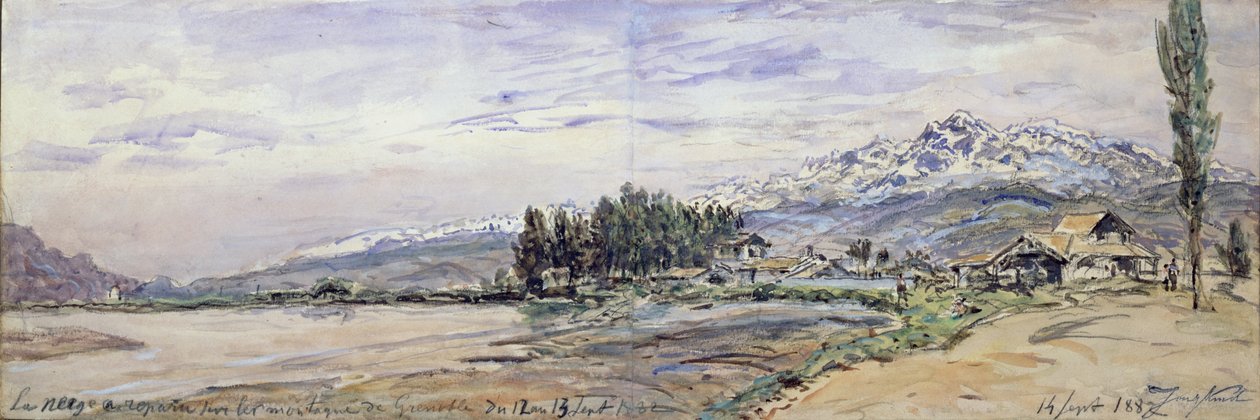 Sne på bjergene ved Grenoble, 12. og 13. september, 1882 (gouache) af Johan Barthold Jongkind