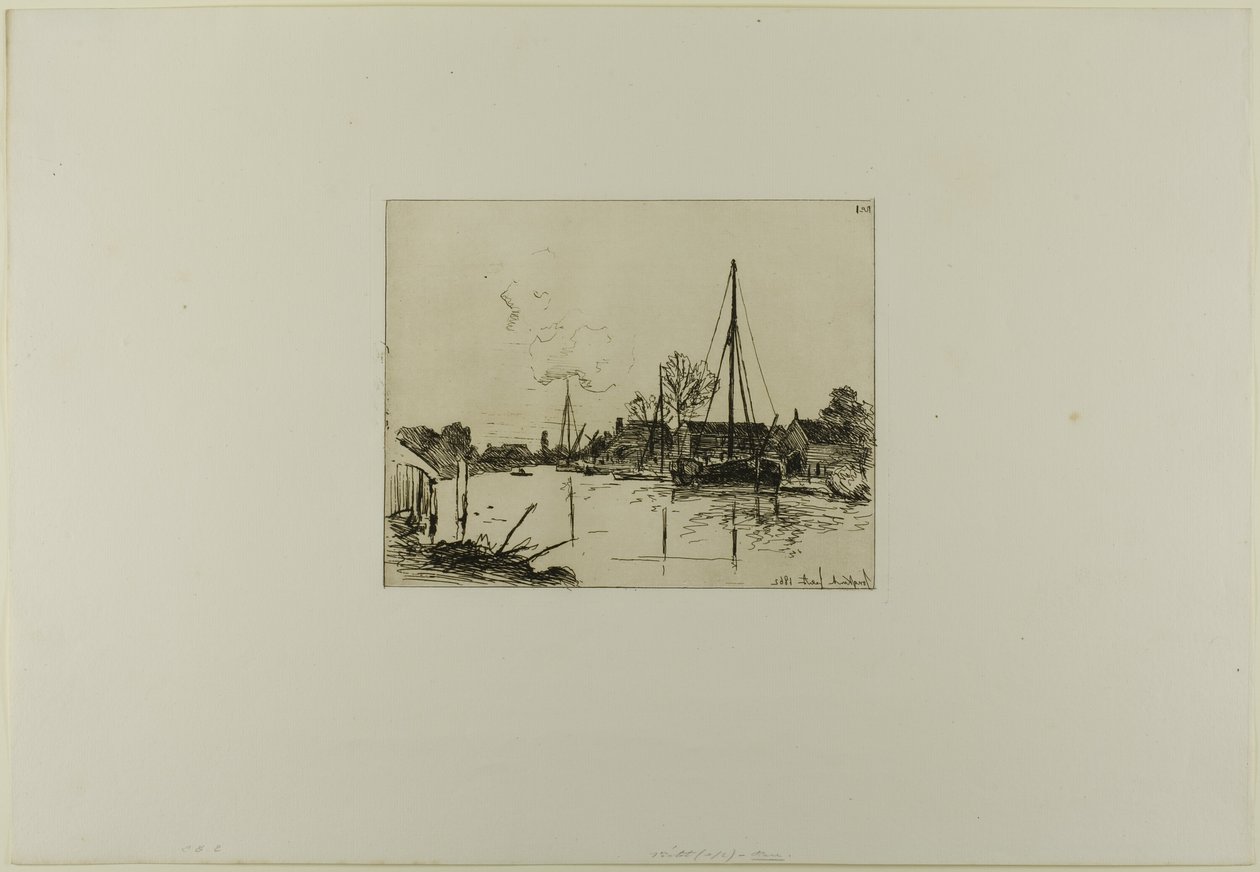 The Canal, fra bog med seks raderinger, udsigter over Holland af Johan Barthold Jongkind