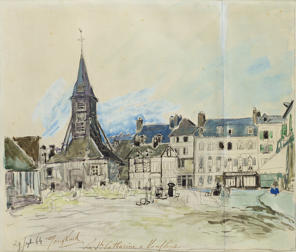 Kirken Sainte-Catherine, Honfleur, 1864 af Johan Barthold Jongkind