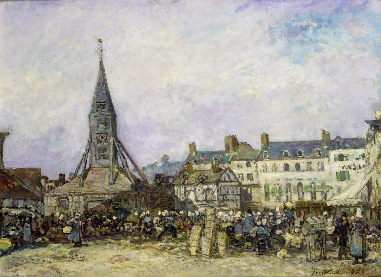 Markedet på Sainte-Catherine, Honfleur af Johan Barthold Jongkind