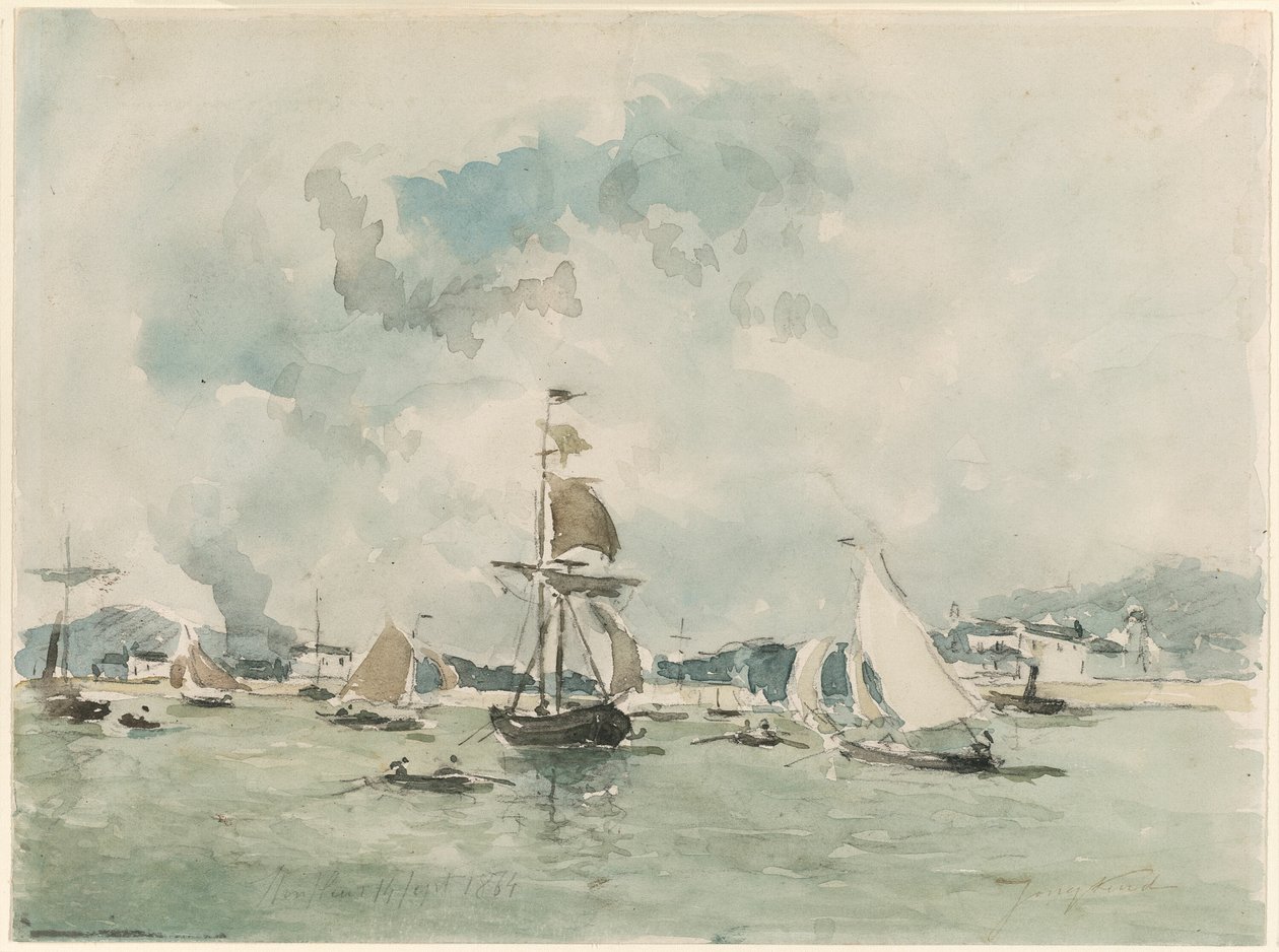 Havnen i Honfleur af Johan Barthold Jongkind