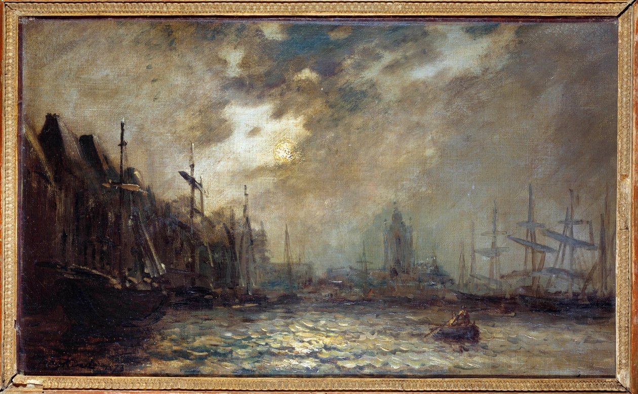 Rotterdams havn Maleri af Jean Barthold Jongkind (1819-1891) 1873 Charleville, Musee Rimbaud af Johan Barthold Jongkind