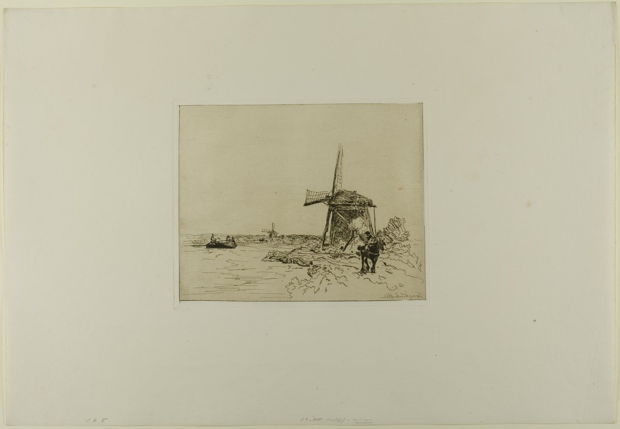 The Towpath, fra bog med seks raderinger, udsigter over Holland af Johan Barthold Jongkind
