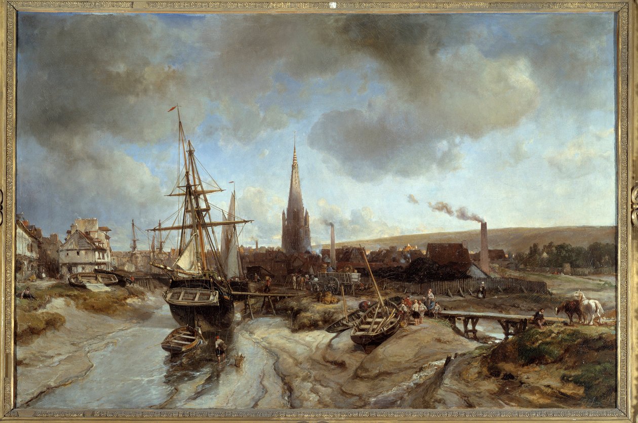 Havnen i Harfleur (Seine Maritime). Maleri af Jean Barthold Jongkind (1819-1891) Ec. Hej. af Johan Barthold Jongkind