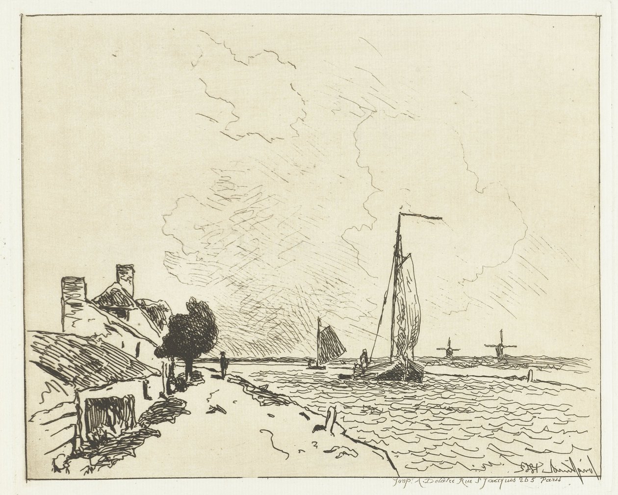To sejlskibe Seks hollandske ansigter (serietitel) af Johan Barthold Jongkind
