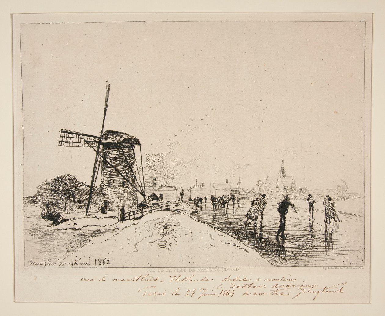 Udsigt over byen Maaslins (Holland) af Johan Barthold Jongkind