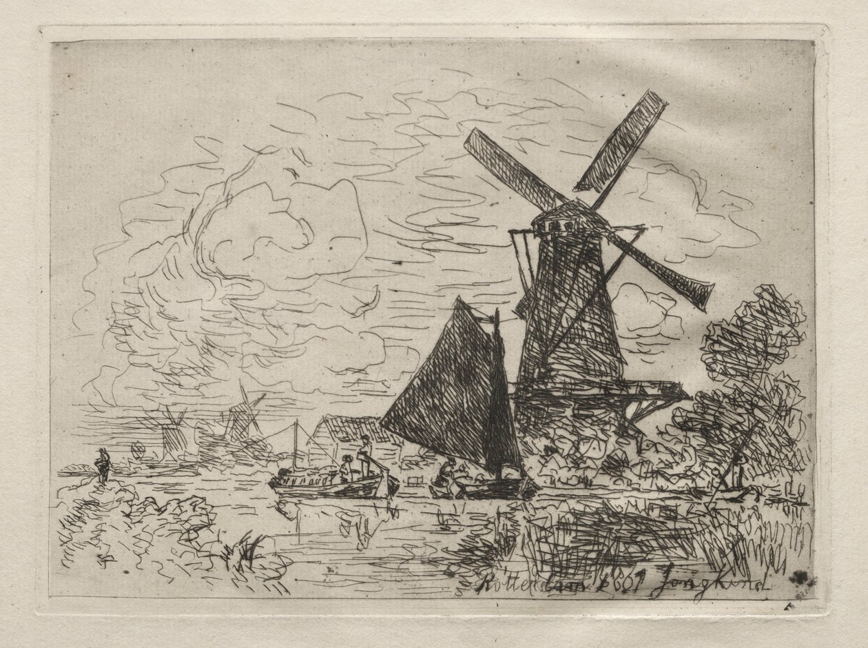 Vindmøller i Holland. af Johan Barthold Jongkind