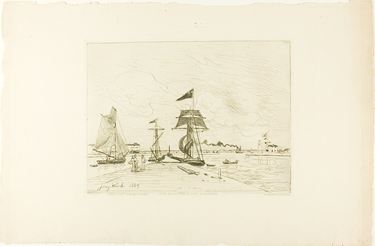 Træmole, Honfleur Port af Johan Barthold Jongkind