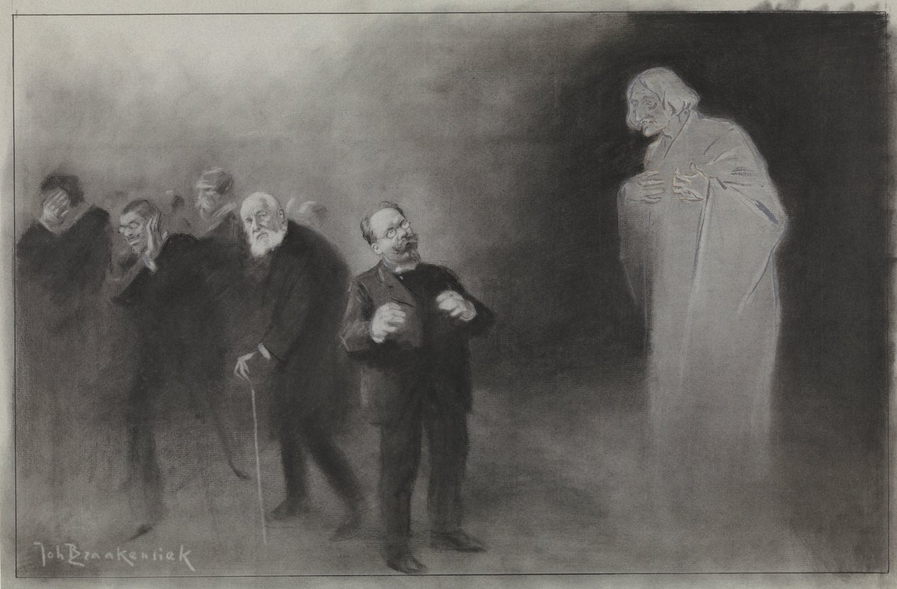 Design til illustration i De Amsterdammer: Forglemmelsen af ​​Schimmel i den Stadschouwburgs nytårsønske, 13. januar 1907 af Johan Braakensiek