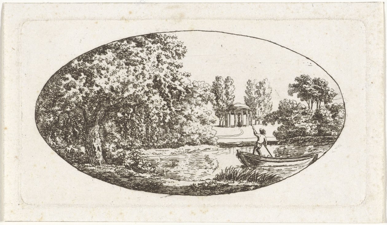 Dam med et tempel med statue på den anden side af Johan Christiaan Willem Safft