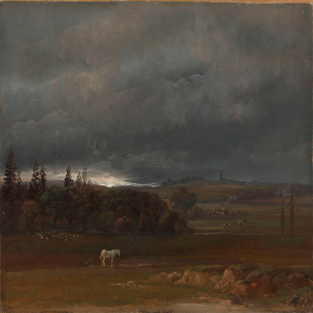 Mark ved Dresden med hvid hest af Johan Christian Dahl