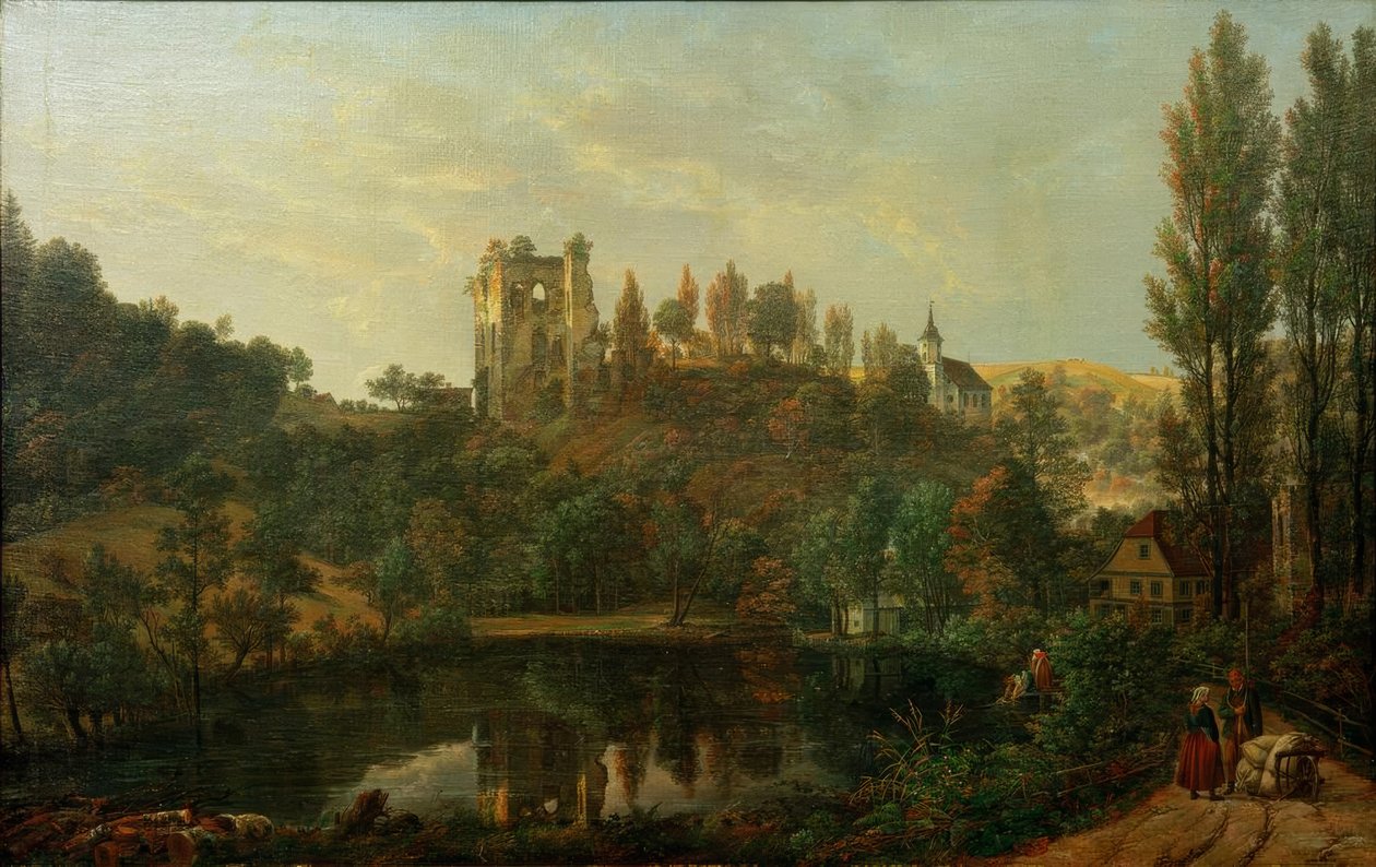 Udsigt over Tharandt-slotsruinerne af Johan Christian Dahl