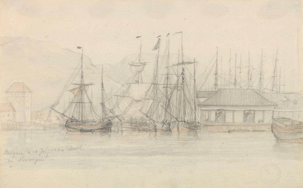 Bergens havn af Johan Christian Dahl
