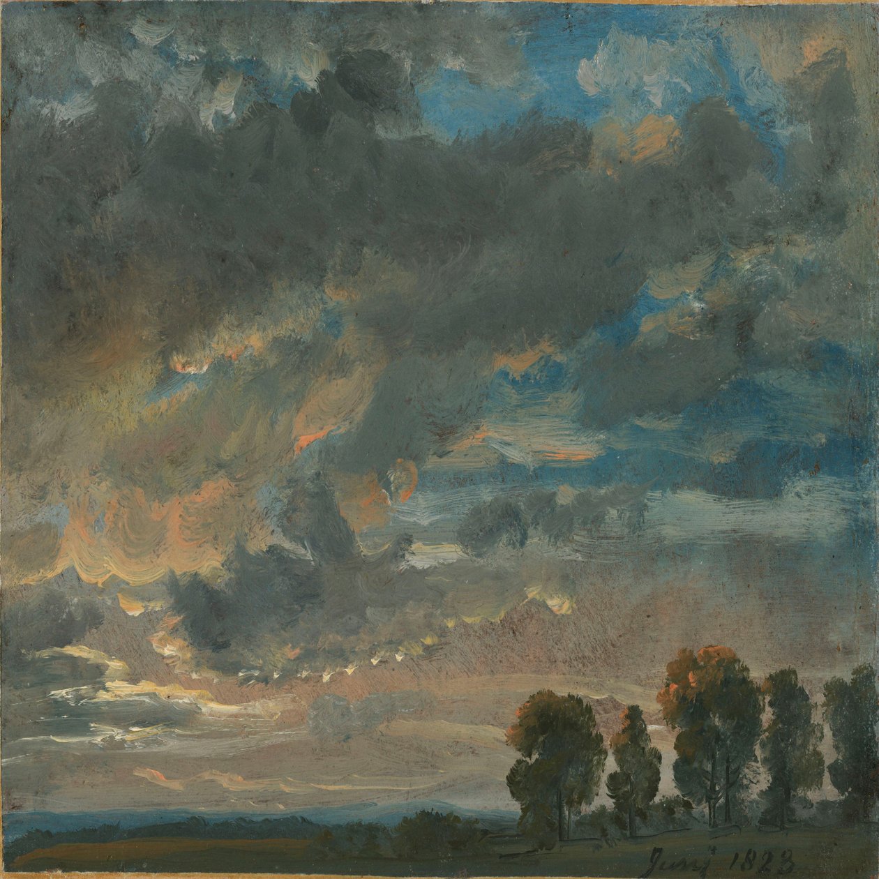Skyer om aftenen af Johan Christian Dahl