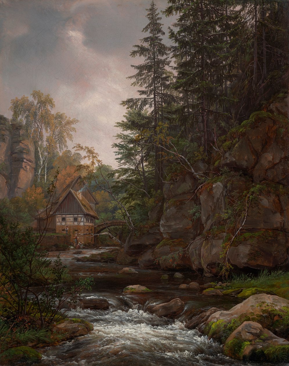Lochmühle i Liebethal-dalen af Johan Christian Dahl