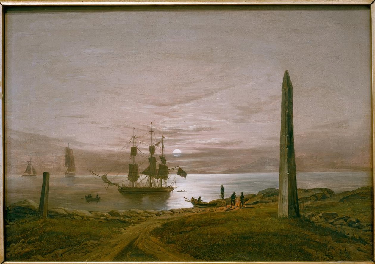 Fjordlandskab ved måneskin af Johan Christian Dahl