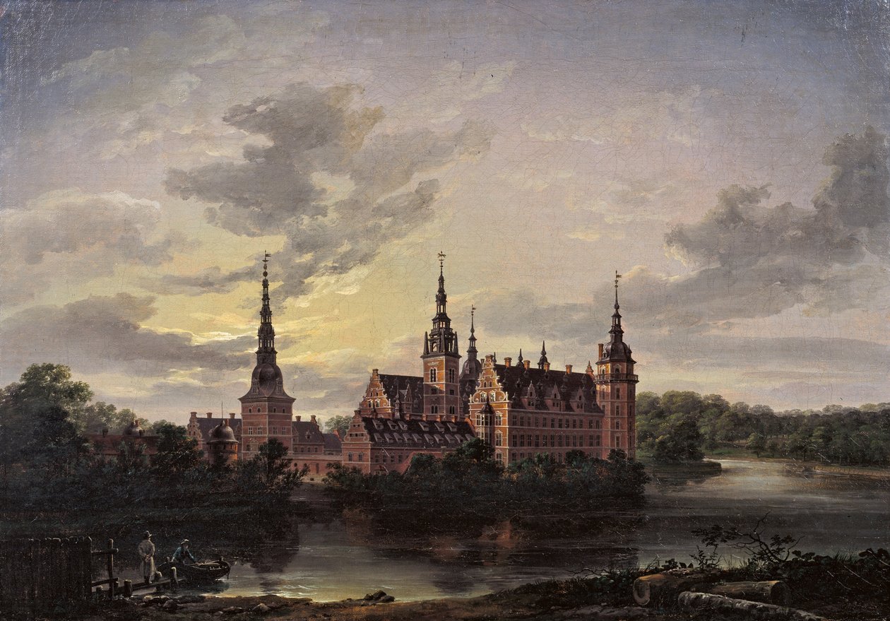 Frederiksborg Slot by moonlight, 1817. af Johan Christian Dahl