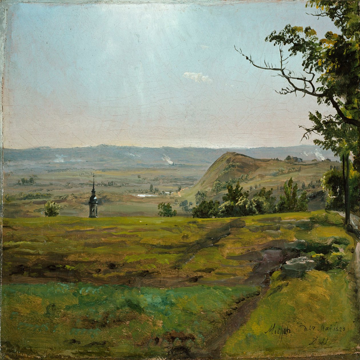 Grønne marker ved Meissen. Studie af Johan Christian Dahl