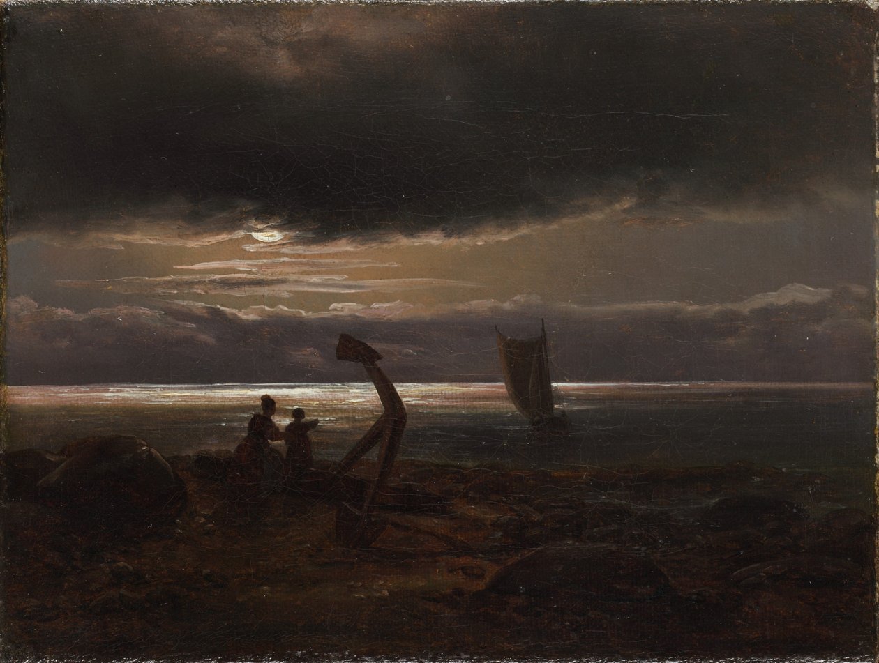 Mor og barn ved havet af Johan Christian Dahl