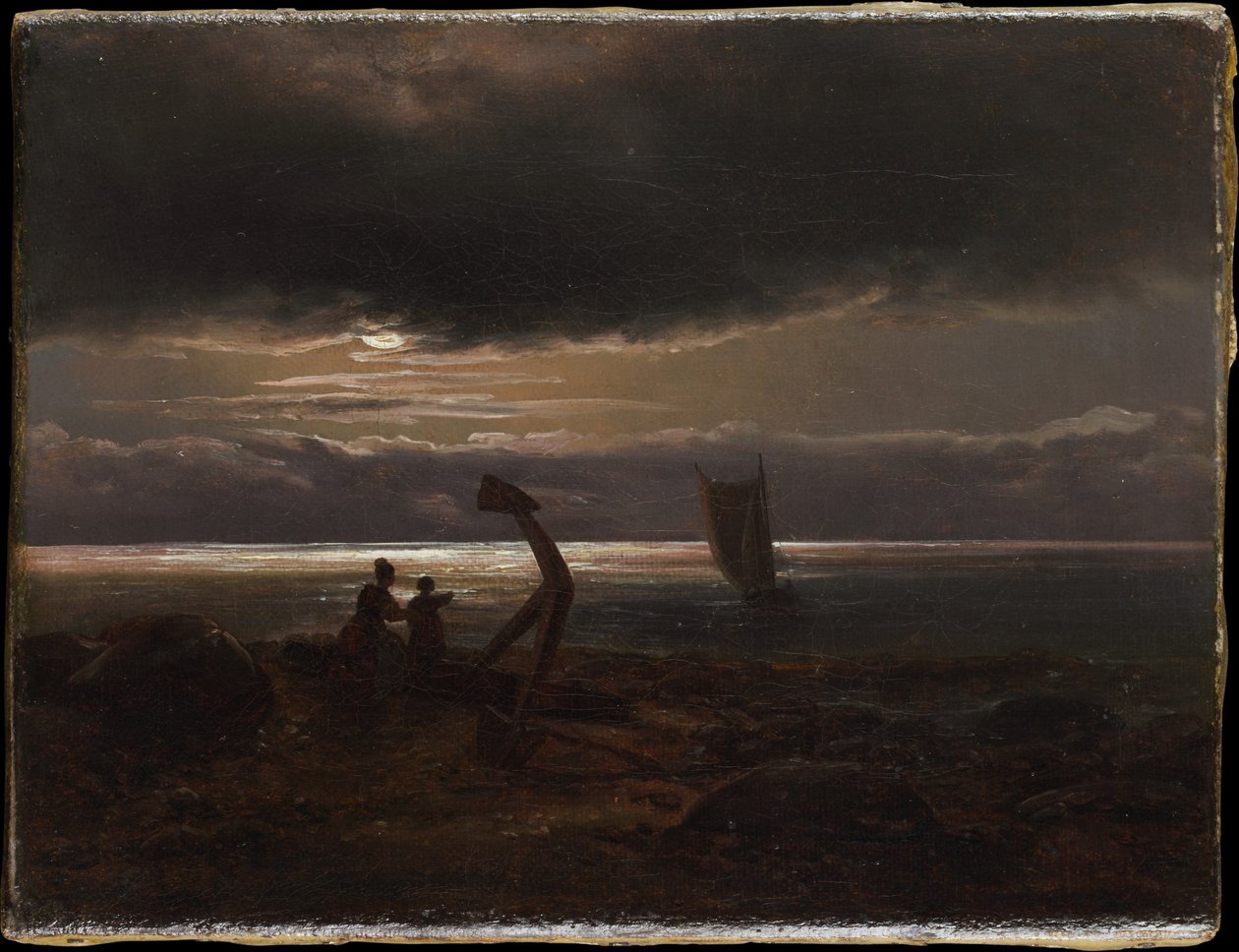 Mor og barn ved havet af Johan Christian Dahl