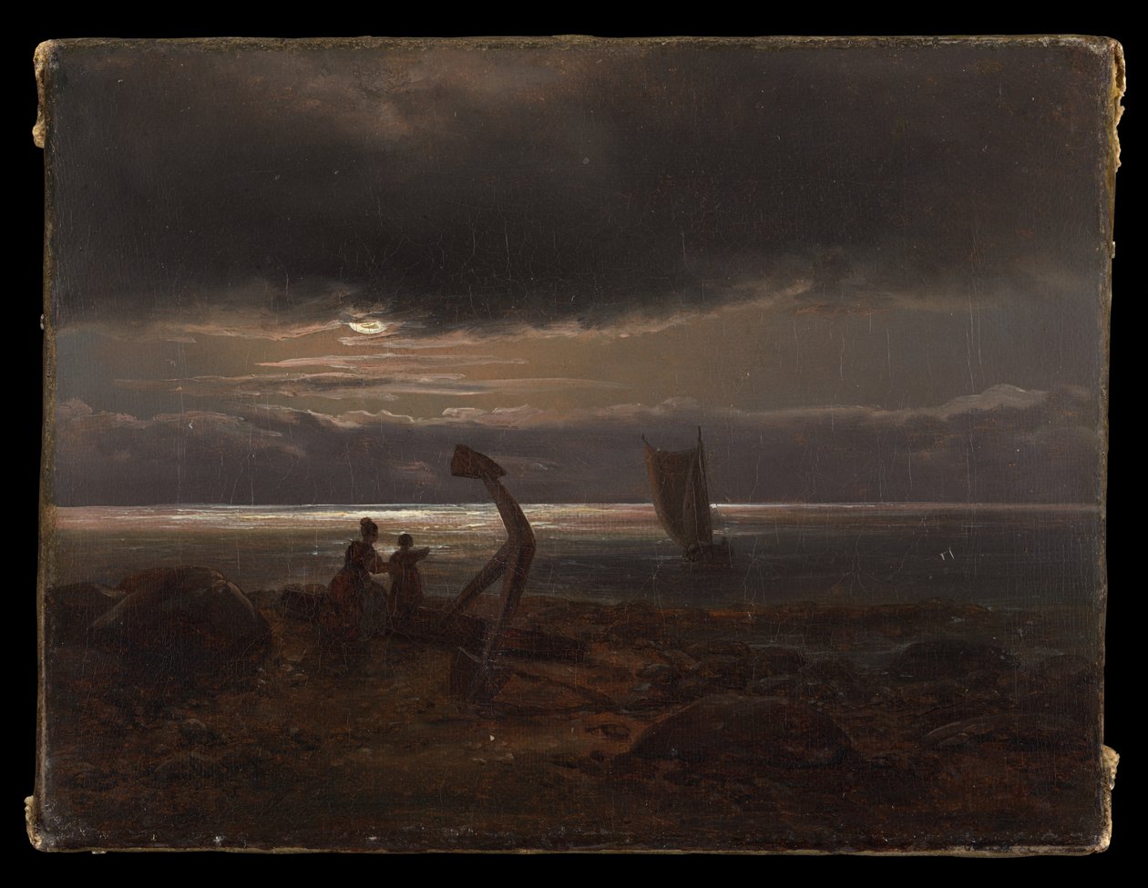 Mor og barn ved havet af Johan Christian Dahl