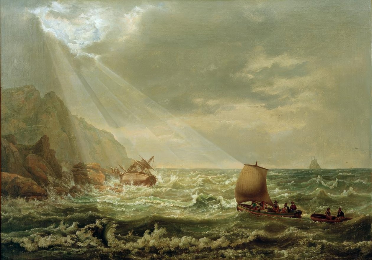 Forlis på Capris klippekyst af Johan Christian Dahl
