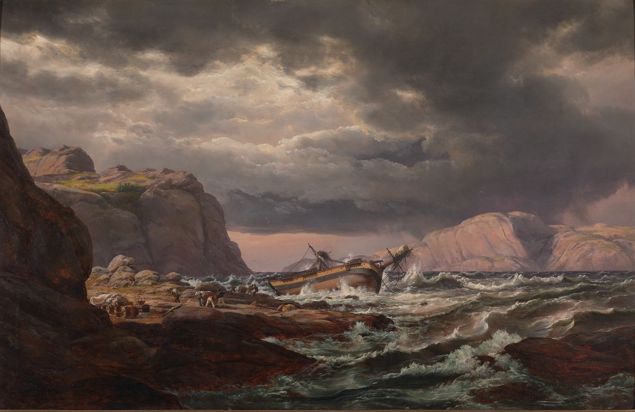 Skibbrud ved Norges kyst af Johan Christian Dahl