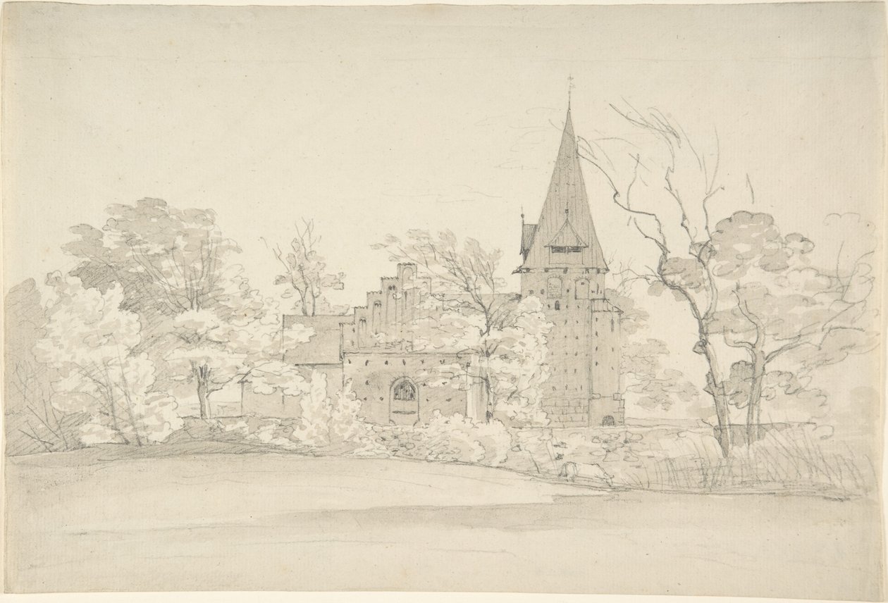 Aller Kirke i Sønderjyllands Amt (Danmark), set fra nord af Johan Christian Dahl