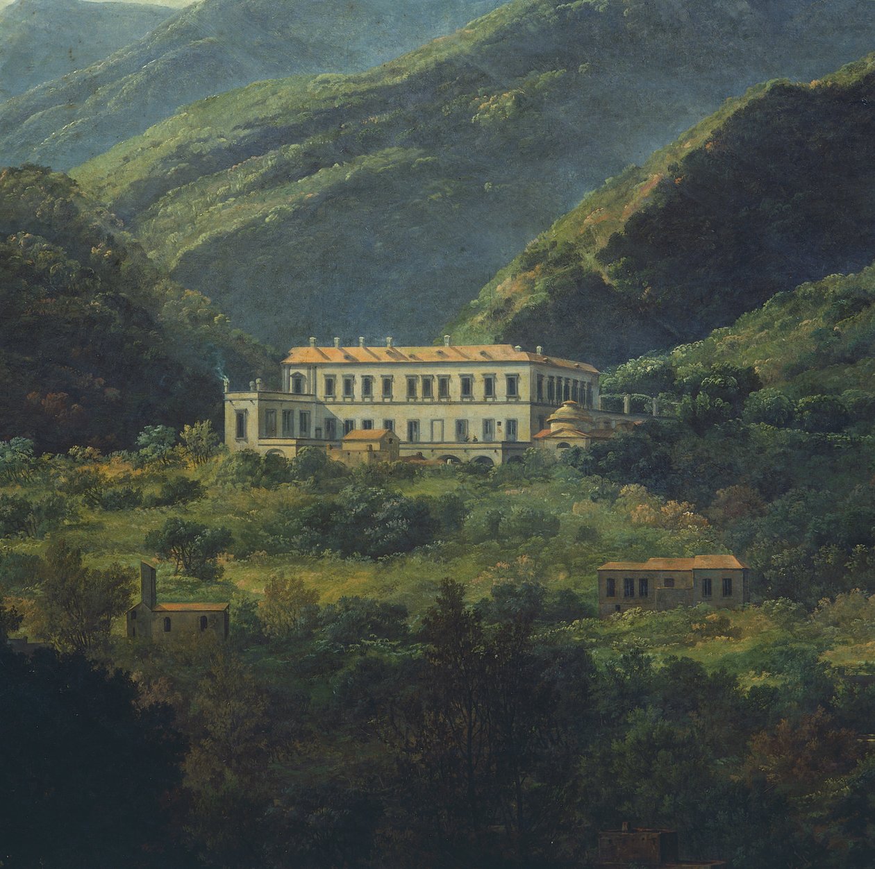 Det kongelige palads i Quisisana, nær Napoli, af Johan Christian Clausen Dahl (1788-1857), Italien af Johan Christian Dahl