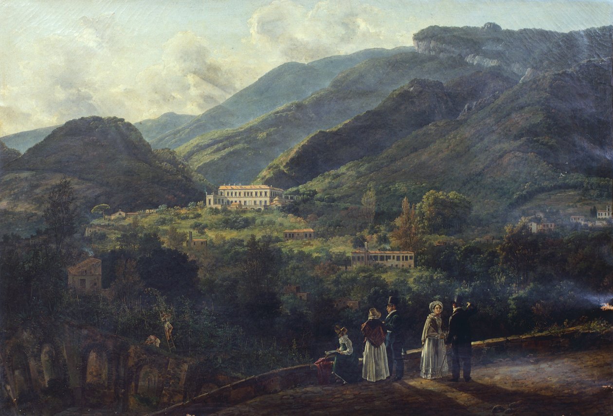 Det kongelige palads i Quisisana, nær Napoli, af Johan Christian Clausen Dahl (1788-1857), Italien af Johan Christian Dahl