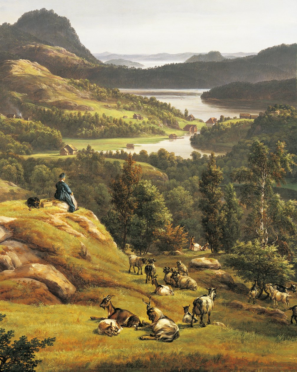 Udsigt over Lysenkloster ved Bergen af Johan Christian Clausen Dahl (1788-1857), Norge 1800-tallet Detaljer af Johan Christian Dahl