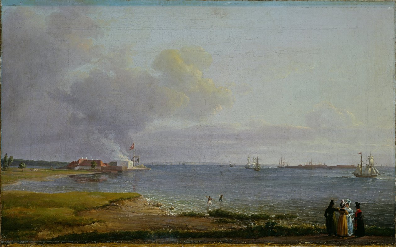 Udsigt over Øresund nær kalkværket af Johan Christian Dahl
