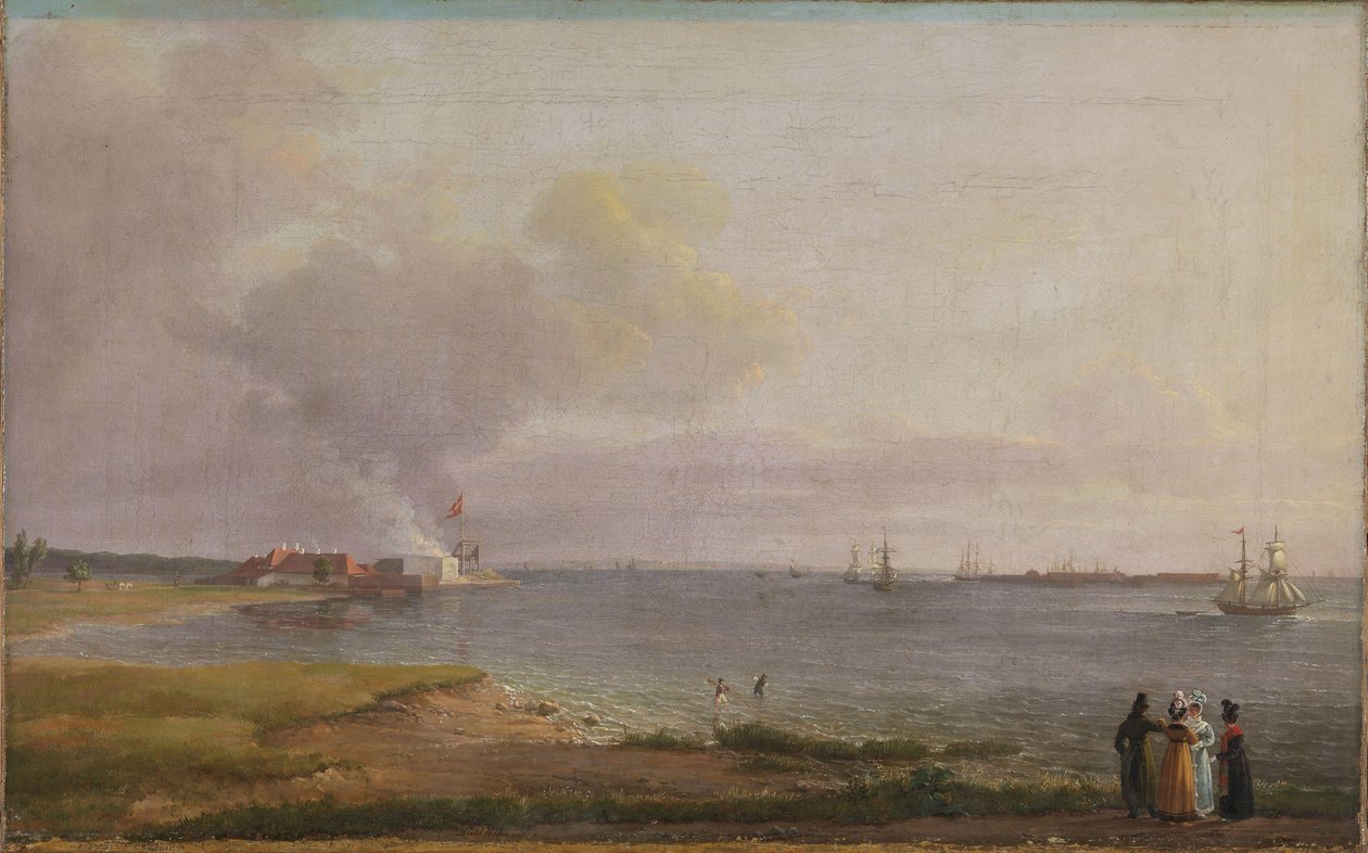 Udsigt over Øresund nær kalkværket af Johan Christian Dahl