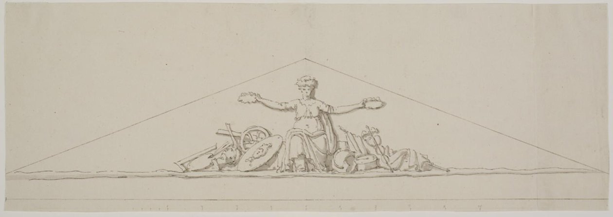 Udkast til en fronton, symboliserende velstanden. af Johan Christoph Petzold