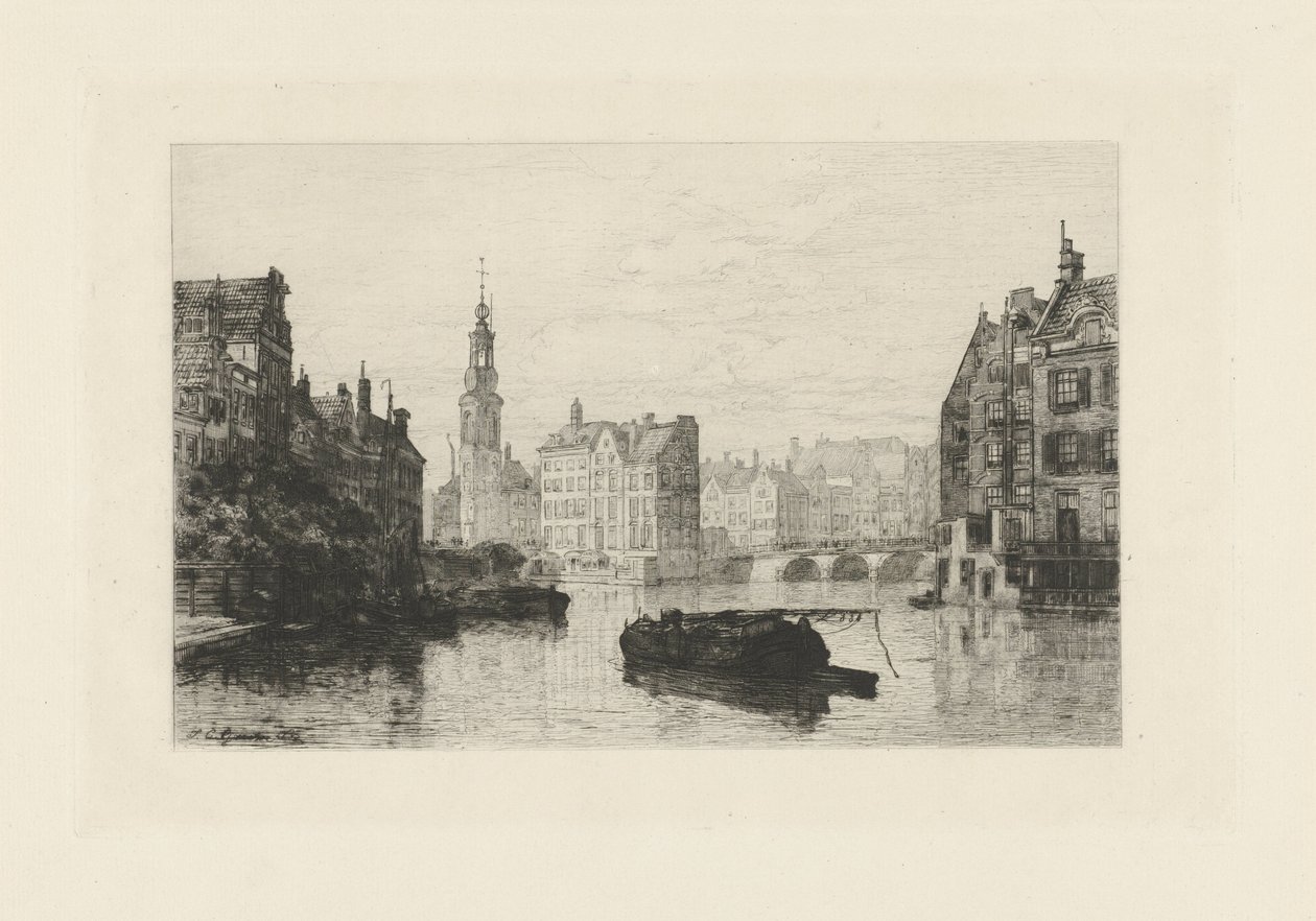 Udsigt over Munttoren i Amsterdam af Johan Conrad Greive