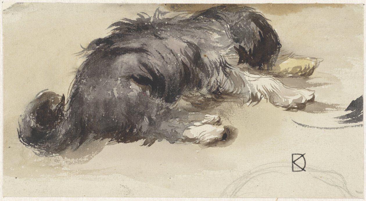 Sovende hund, set bagfra af Johan Daniël Koelman