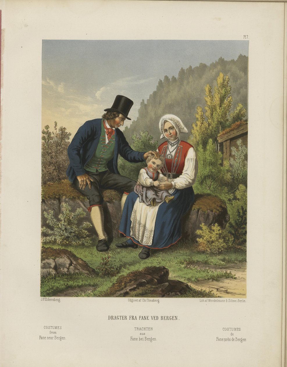 Illustration hentet fra bogen Udvalgte norske nationaldragter af ukendt forfatter og udgivet af Chr. Tønsberg (nr, [1861]) af Johan Fredrik Eckersberg
