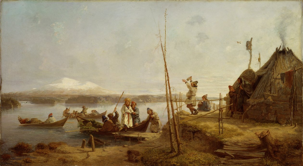 Brudehjemkomst ved Hornavan-søen af Johan Fredrik Hockert