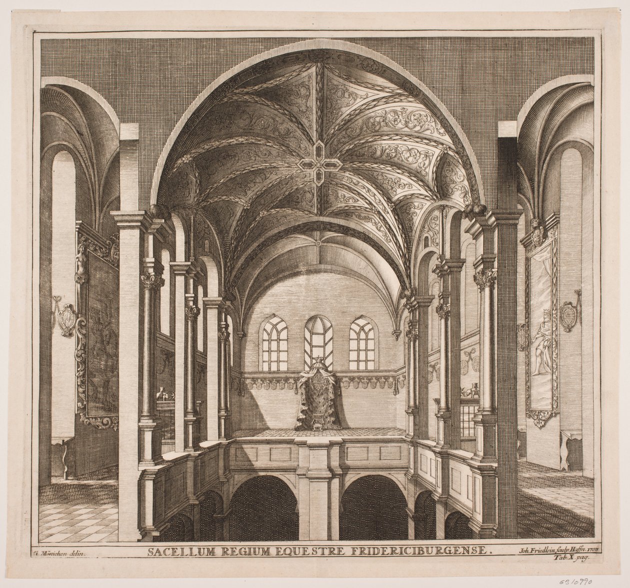 Danish: Den øvre omgang i Frederiksborg Slotskirke af Johan Friedlein