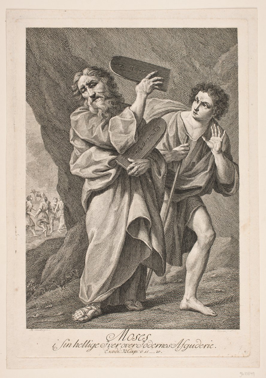 Moses i sin hellige iver over fødernes afguderi af Johan Georg Preisler