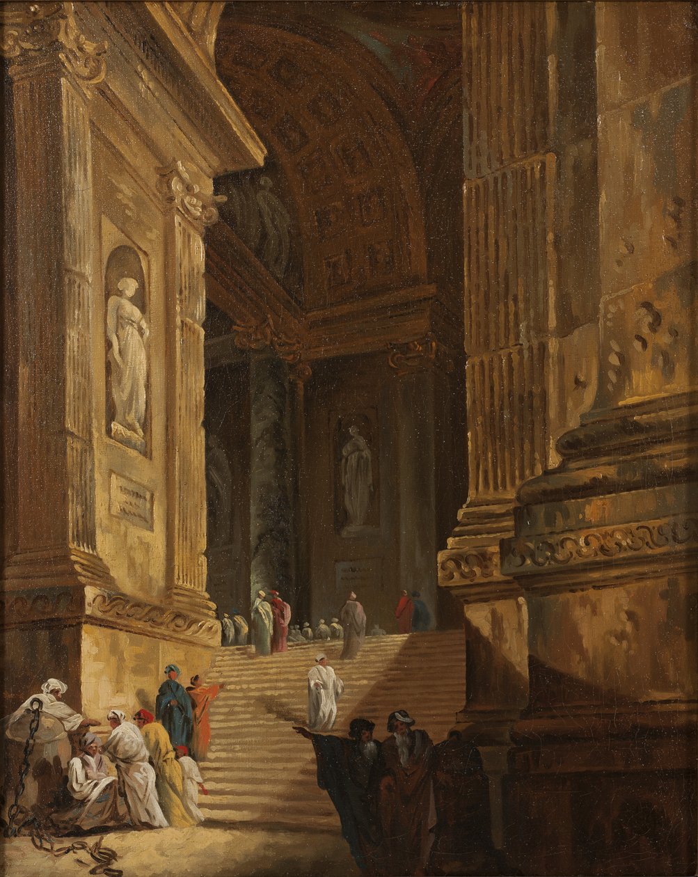 En tempeltrappe, ca. 1783 (olie på lærred) af Johan Gottlob Brusell