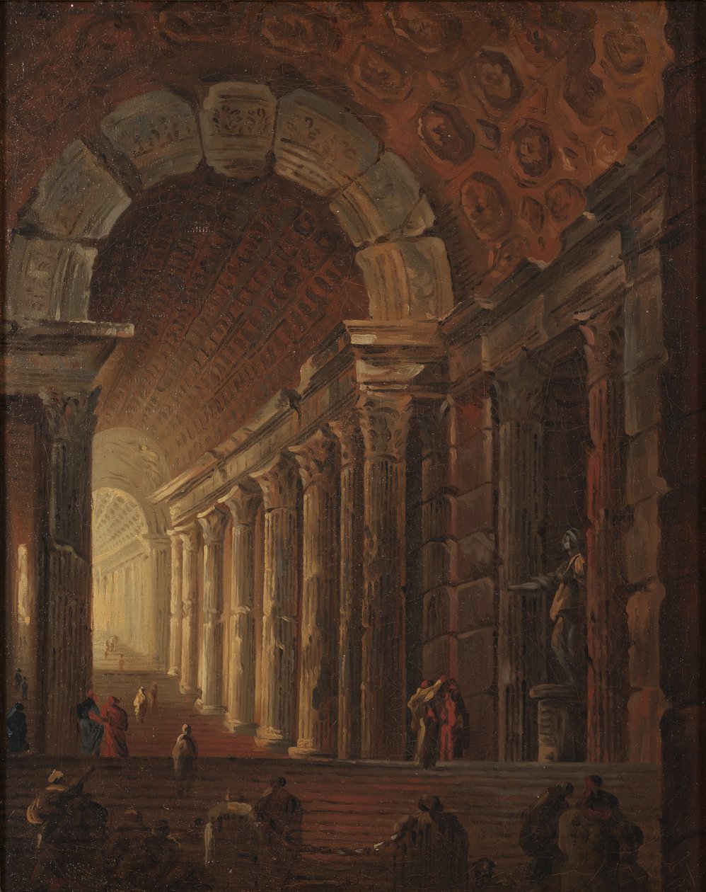 En hvælvet trappe, ca. 1783 (olie på lærred) af Johan Gottlob Brusell