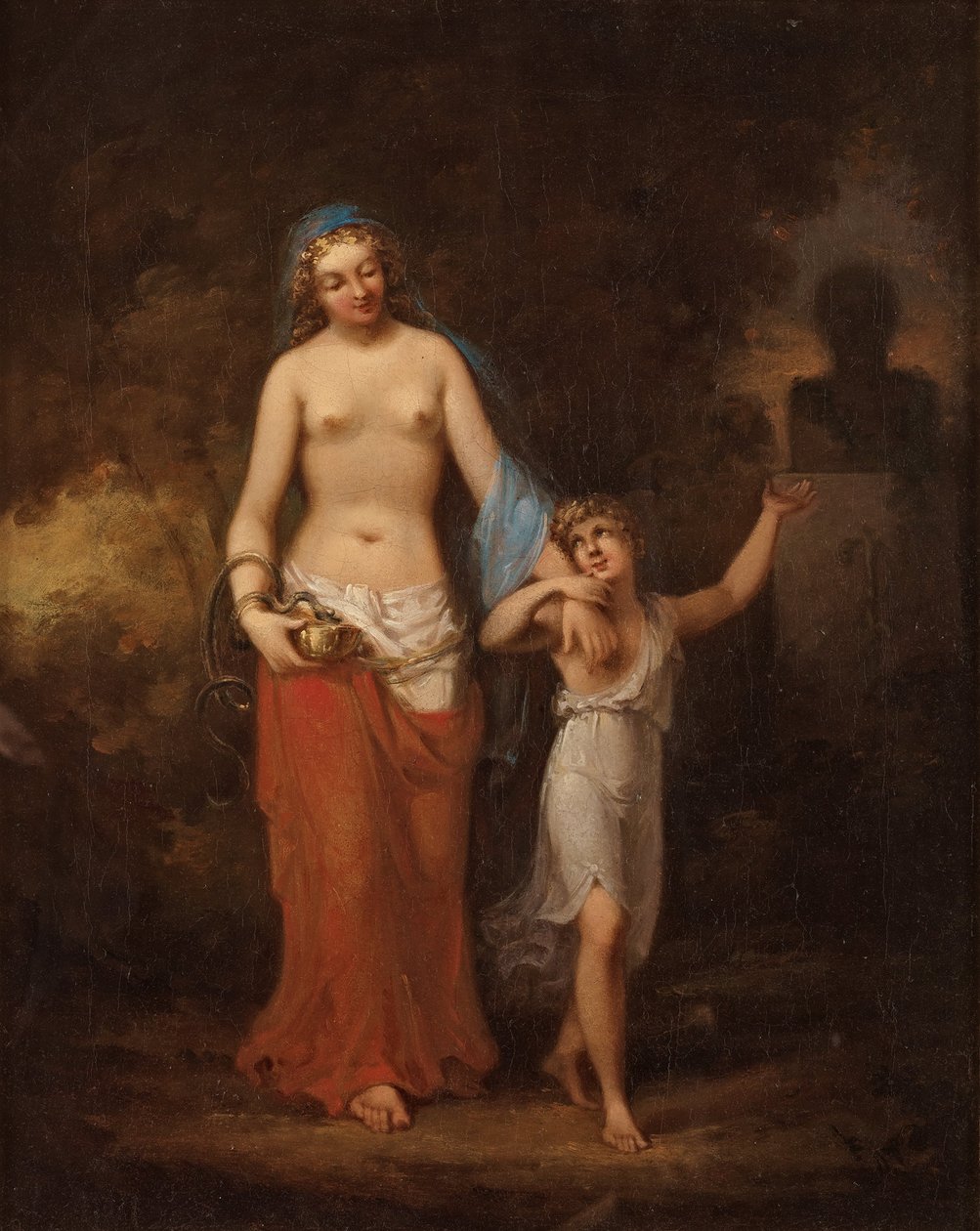 Cæsarion peger sin mor på en buste af sin far af Johan Gustaf Sandberg